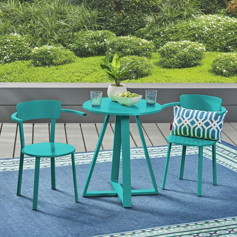 3pc Steel Bistro Set Gray - Nuu Garden