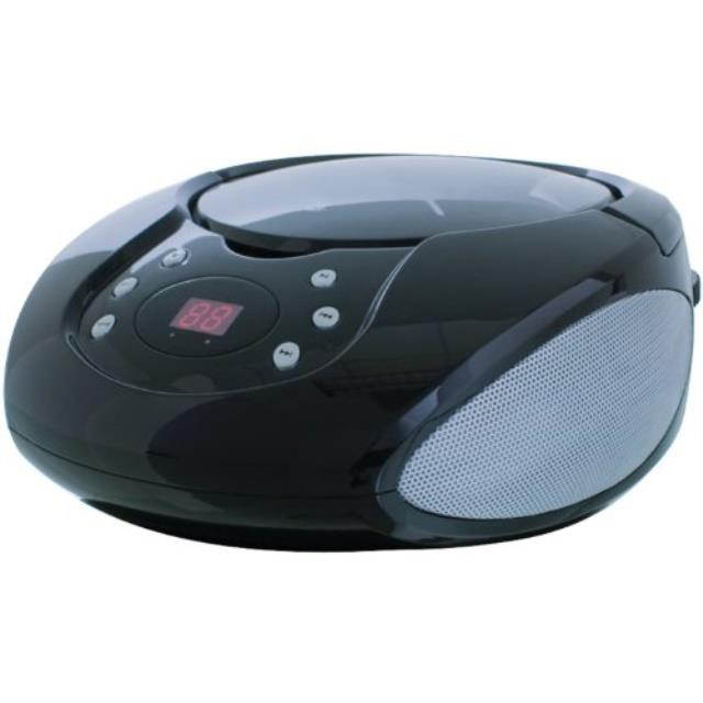 gpx, inc. portable toploading cd boombox with am/fm radio and 3.5mm line in for mp3 device  black