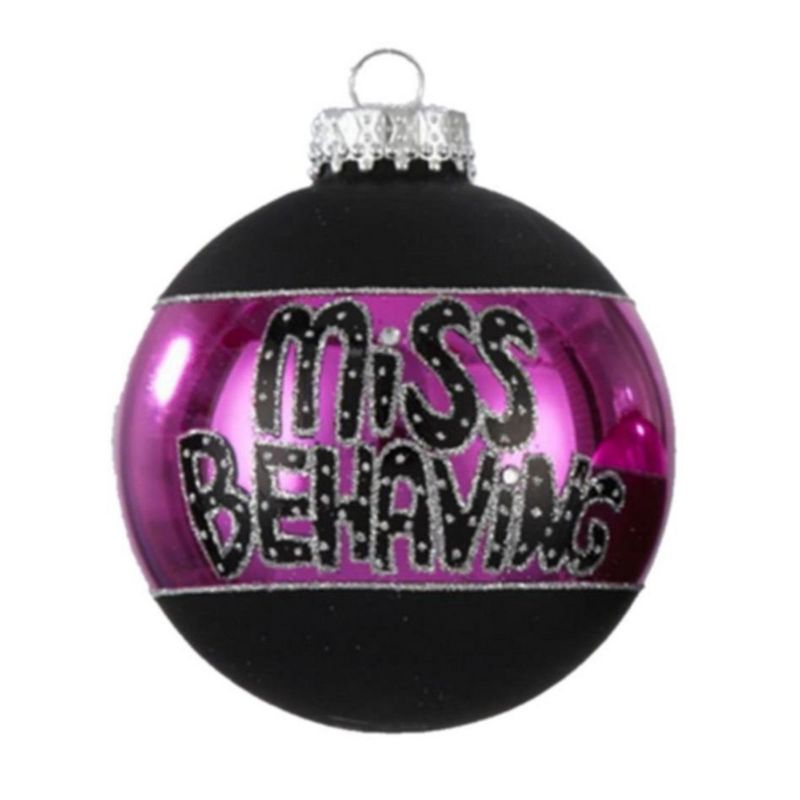 Kurt S. Adler 4ct Fashion Avenue Miss Behaving Glass Ball Christmas Ornament Set 3.25" - Black/Pink