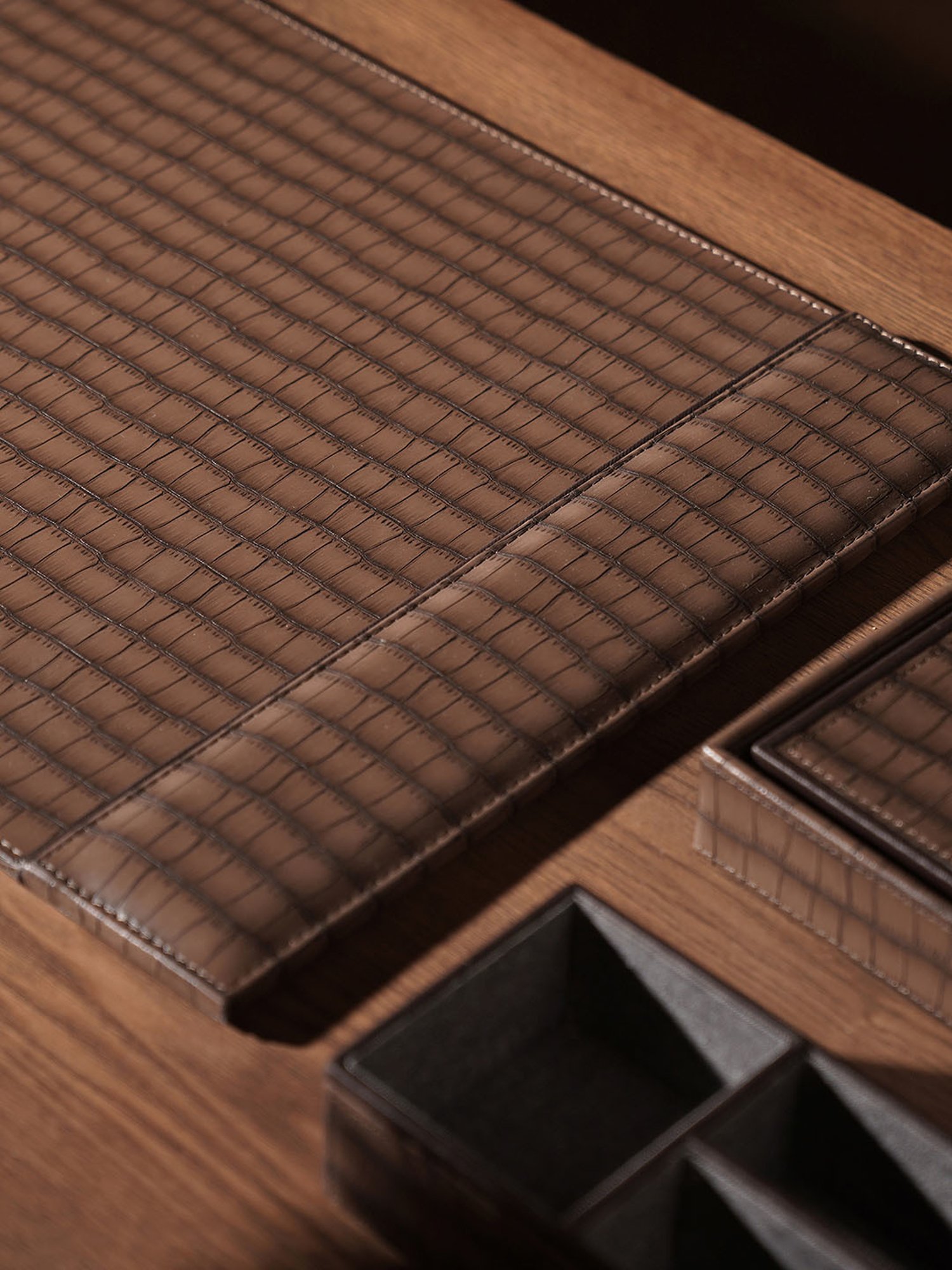 Pure Home and Living Brown Faux Leather Desk Blotter