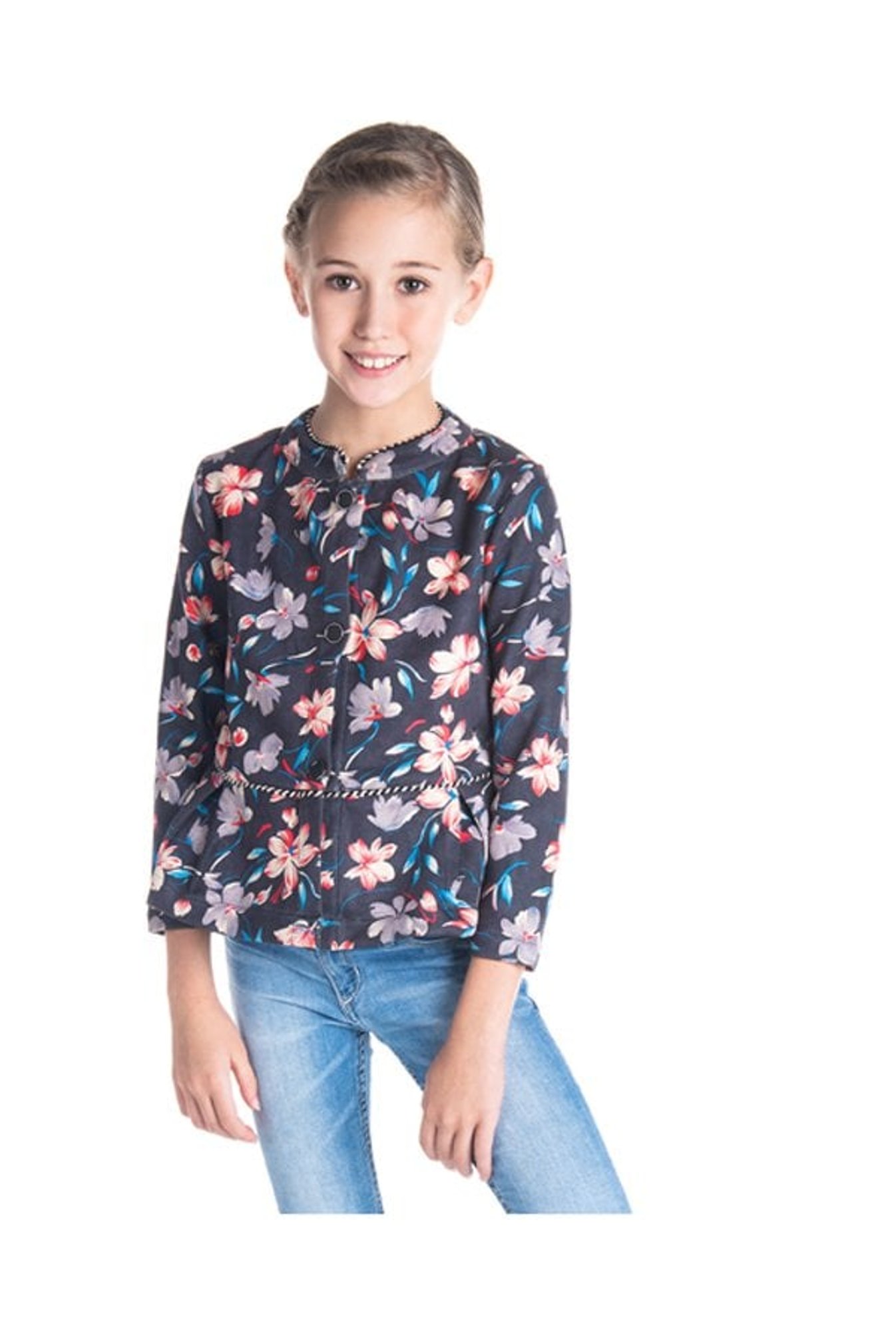 Cherry Crumble by Nitt Hyman Kids Navy Floral Print Coat