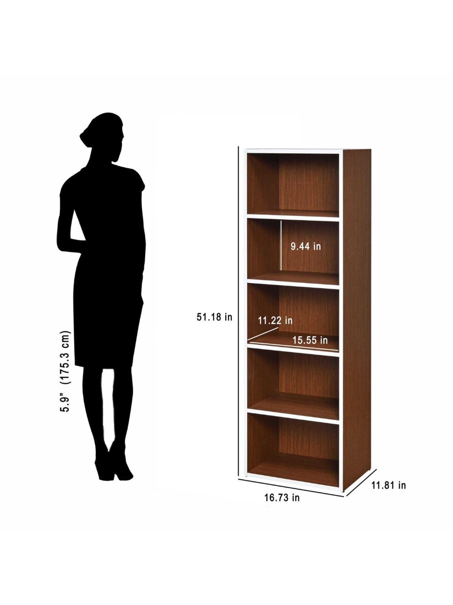 Nilkamal Halo Urban Walnut Engineered Wood 5 Tier Storage Cabinet