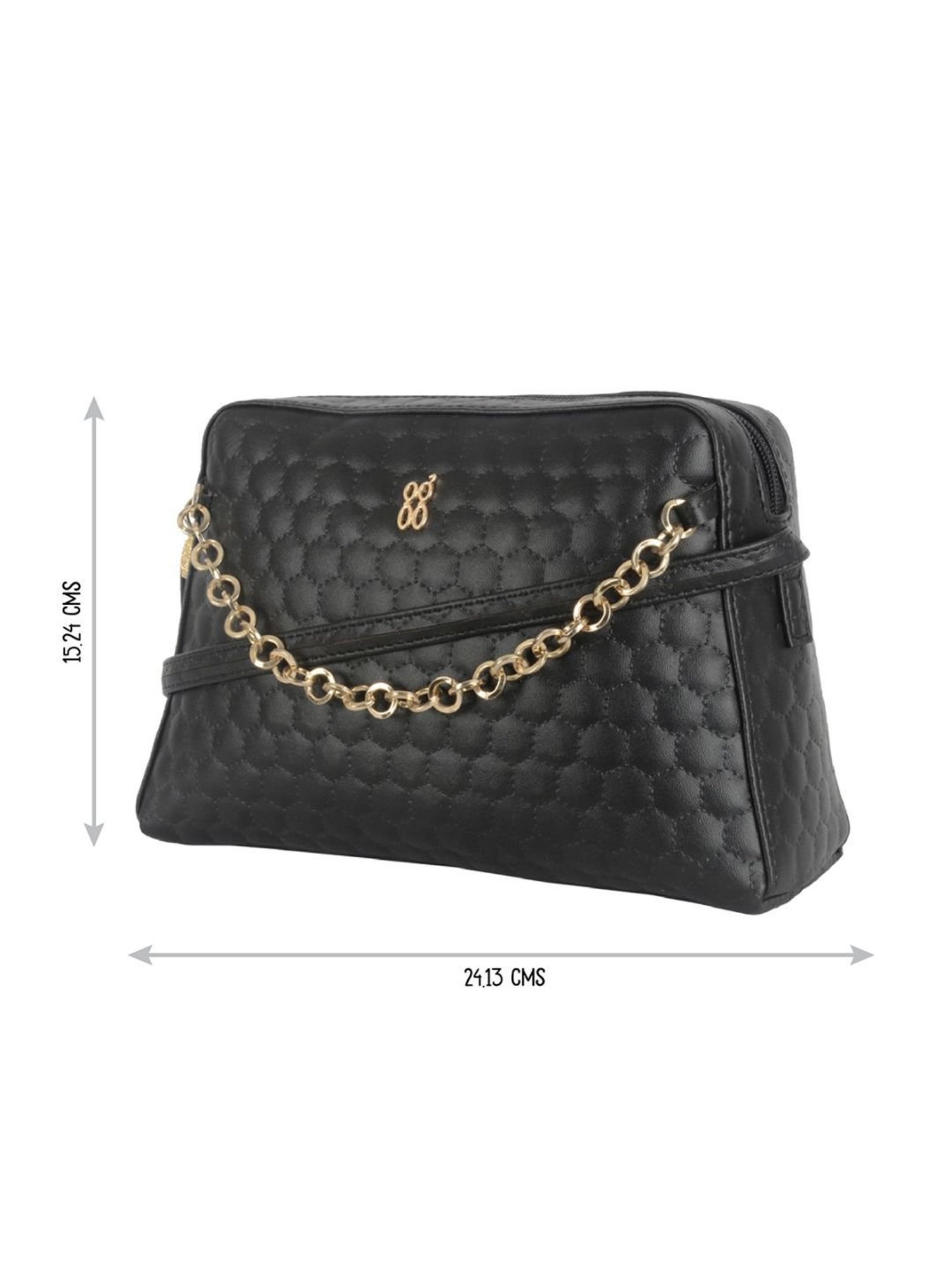 Baggit Jephers Black PU Quilted Sling Handbag