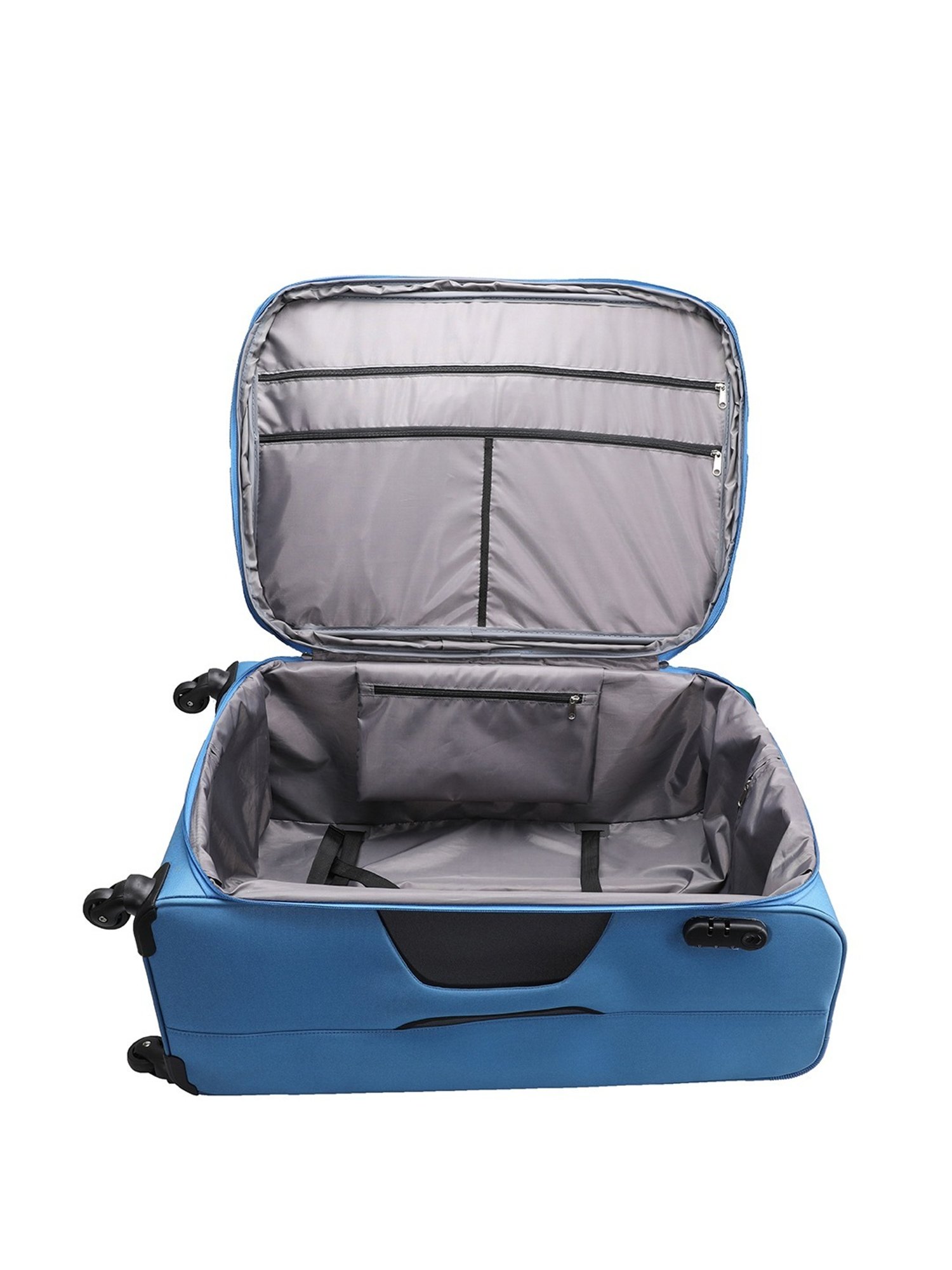 Carriall Blue 4 Wheel Medium Soft Cabin Trolley Set of 2 - 68 cm