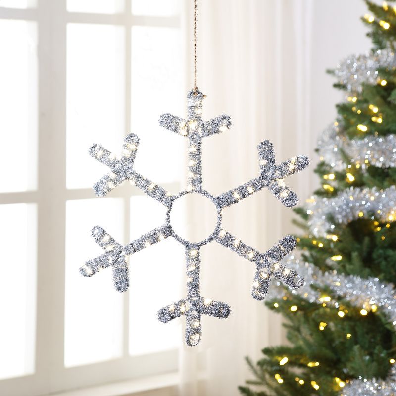 Mr. Christmas LED Lit Tinsel Snowflake Christmas Decoration 18"
