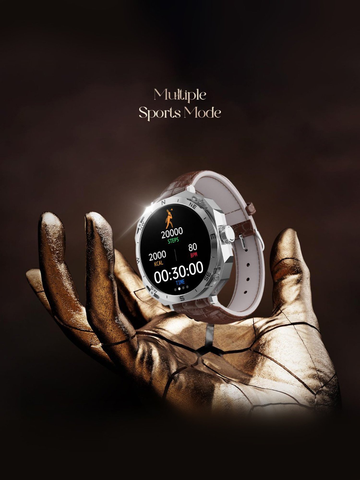 Boat Enigma Z20 Smartwatch with 1.51 inch HD Display & Voice Assistant (Brown leather)