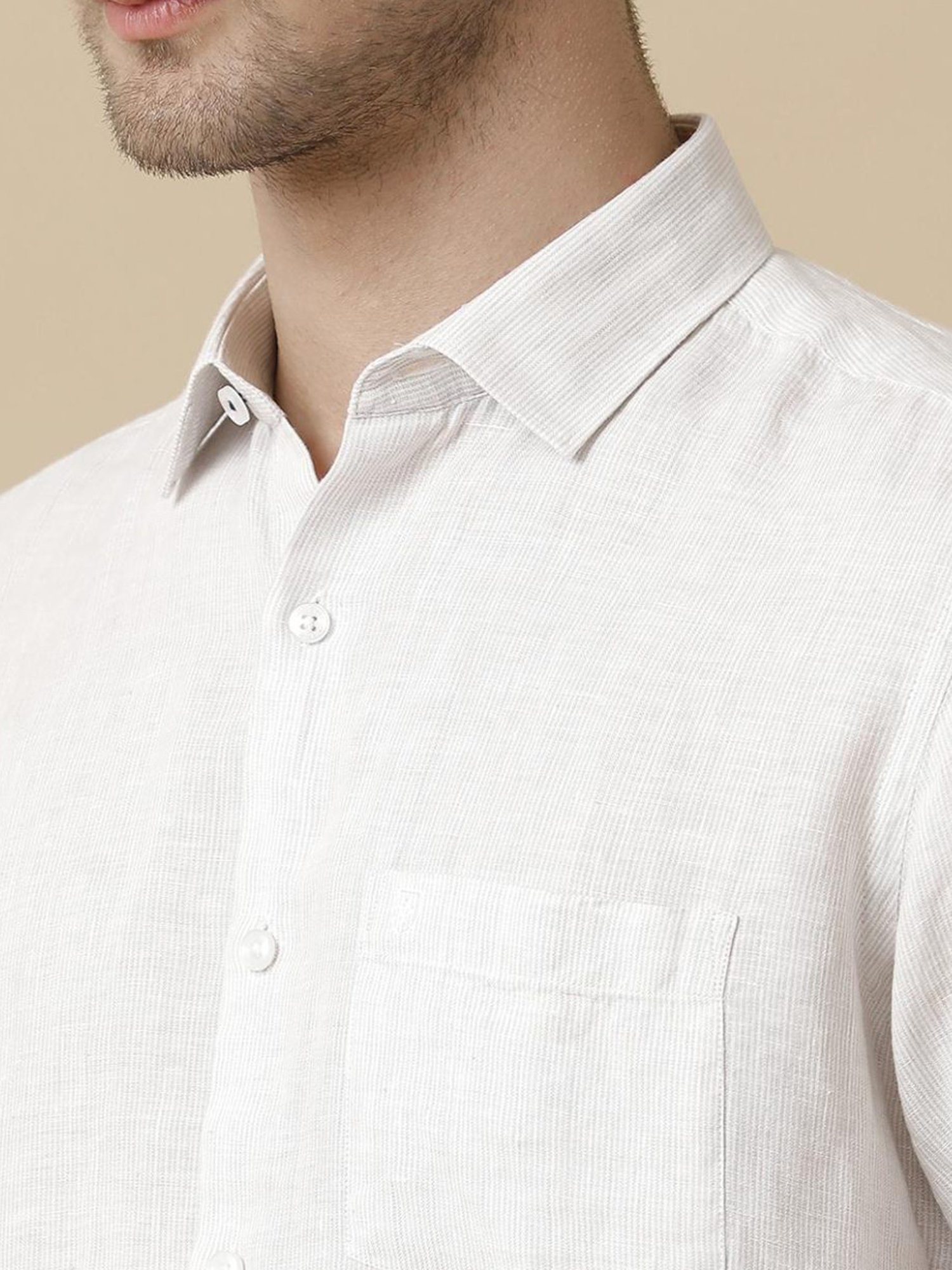 Linen Club Brown Linen Contemporary Fit Texture Shirt