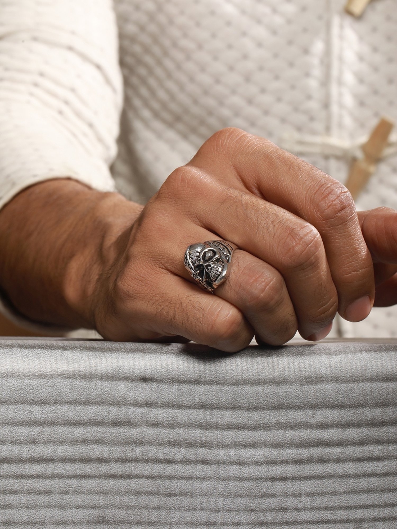 Bold by Priyaasi Happy Skull Black Casual Ring for Men