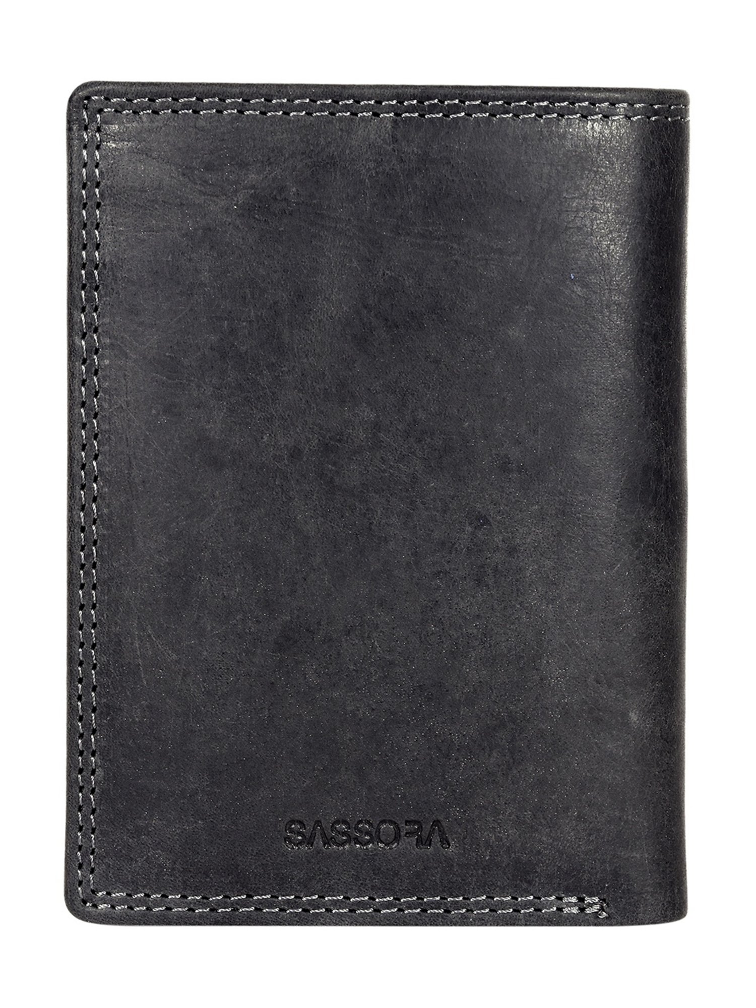 SASSORA Black ARLO Textured Small Leather Bi-Fold Wallet