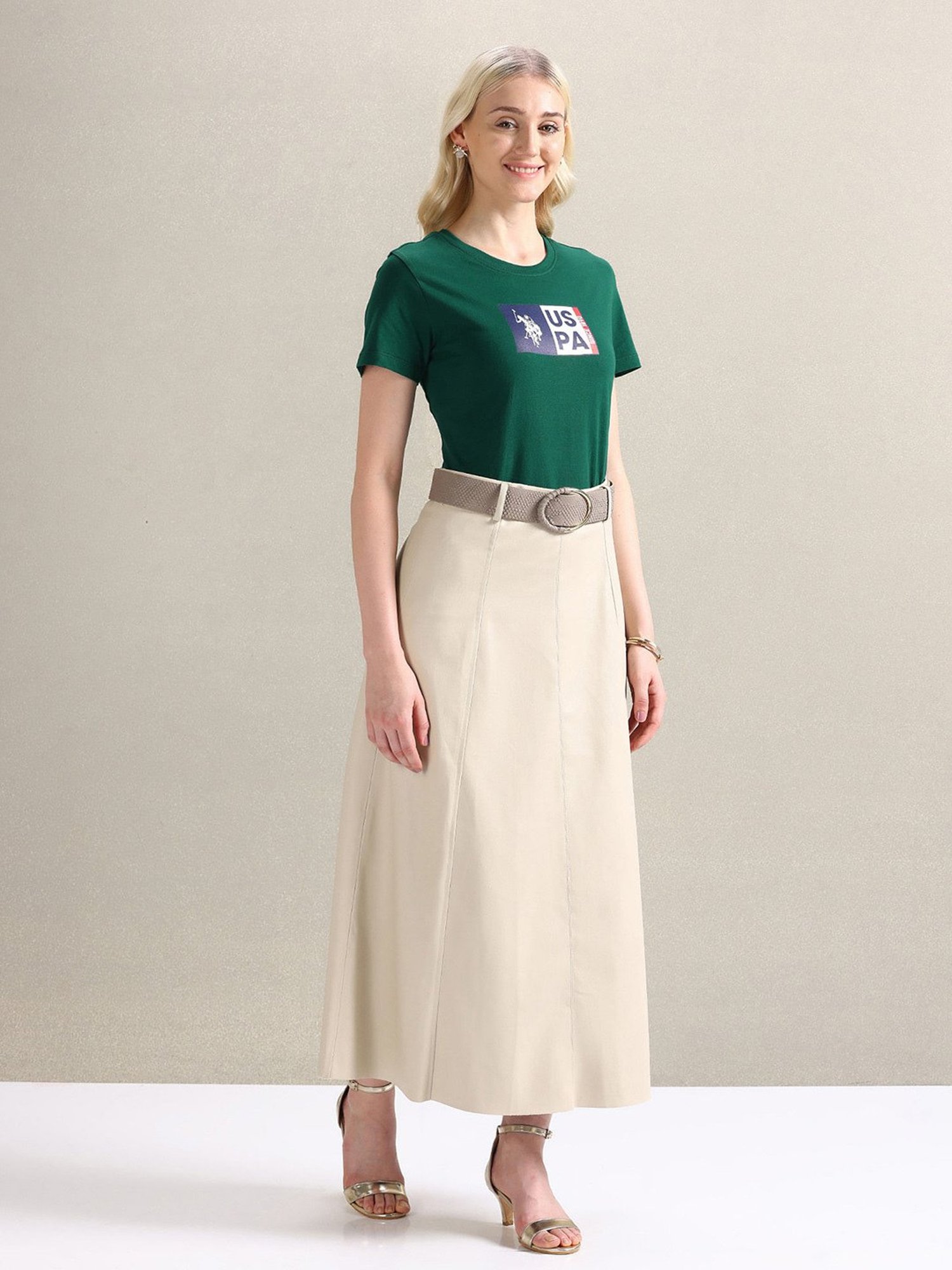 U.S. Polo Assn. Dark Green Cotton Graphic Print T-Shirt