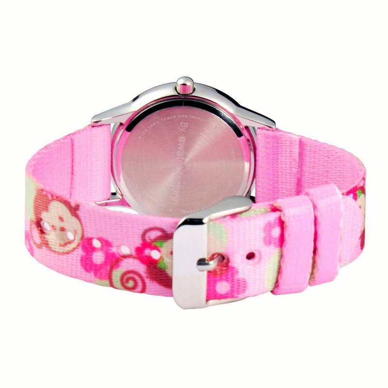 Disney Girls' Red Balloon Pretty Girl Monkey Stainless Steel Time Teacher Watch - Pink