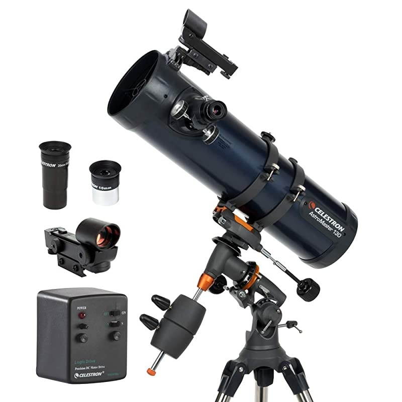 AstroMaster 130EQ-MD Newtonian Telescope - Reflector Telescope for Beginners - Fully-Coated Glass Optics - Adjustable-Height Tripod - BONUS Astronomy Software Package