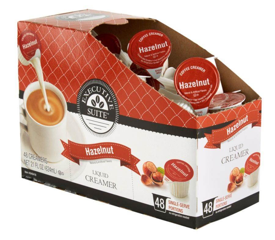 Executive Suite&reg; Hazelnut Liquid Coffee Creamers, 0.38 Oz, Box Of 48 Creamers