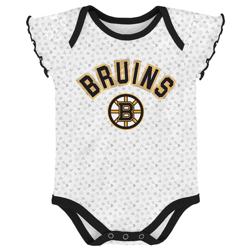 NHL Boston Bruins Girls' Winning Goal Bodysuit Set 3pk - 3-6M