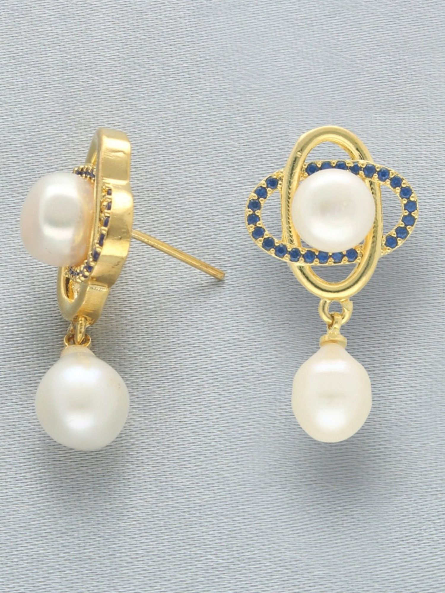 Sri Jagdamba Pearls White & Blue Rachita Earrings for Women