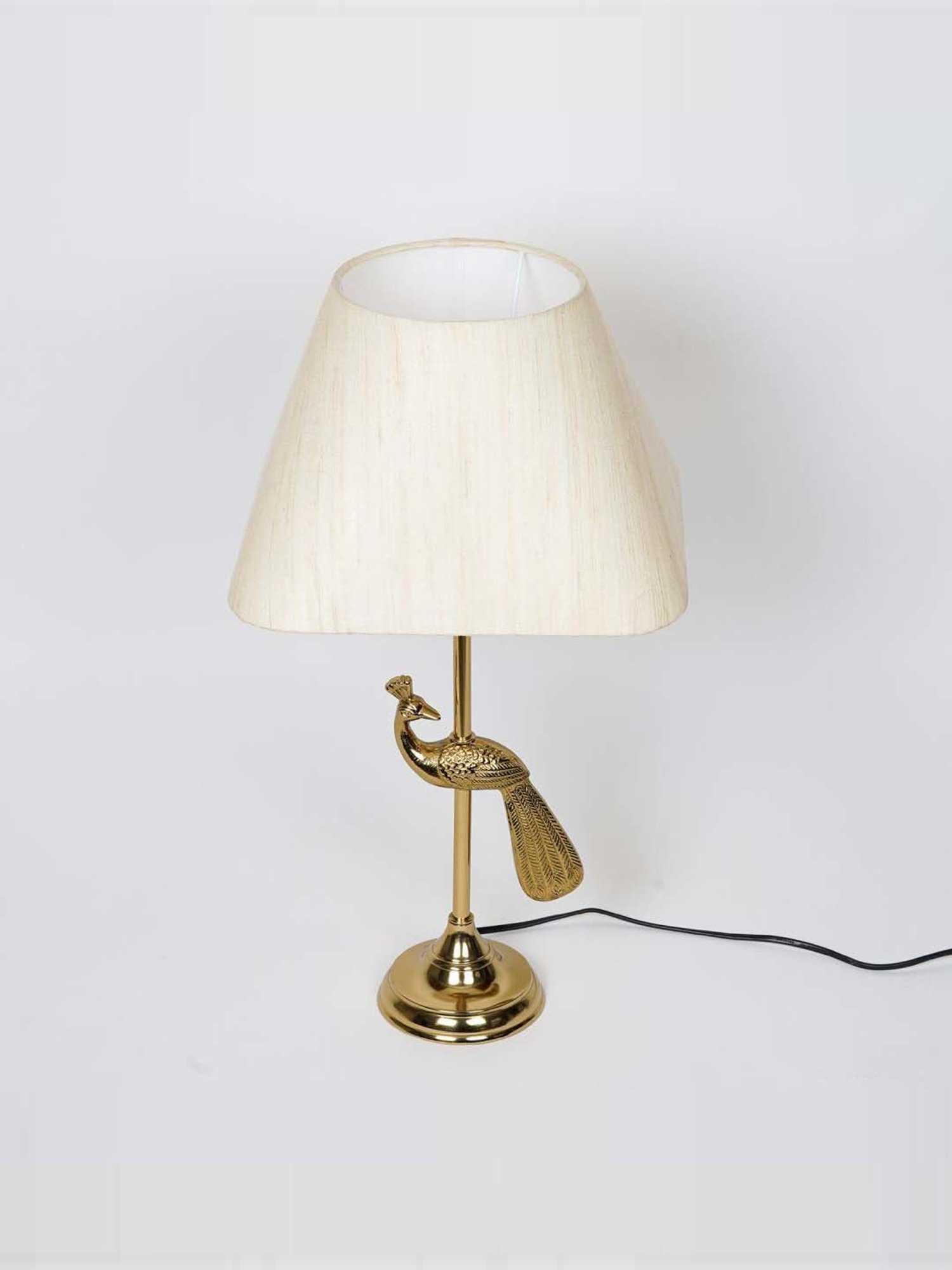Kapoor Lamp Shades Aluminium Torre Brass Finish Table Lamp With Linen Shade