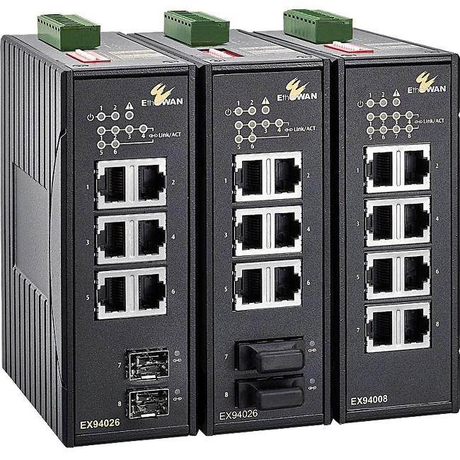 EtherWAN Hardened Unmanaged 4-port 10/100BASE-TX + 1-port 100BASE-FX Ethernet Switch