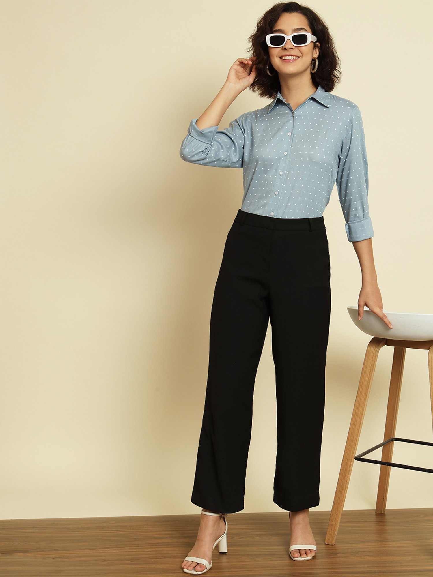 Trend Arrest Blue Polka Dots Shirt