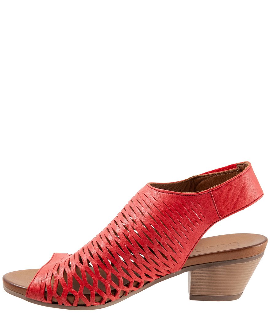 Bueno Lacey Accordion Perforated Leather Block Heel Sling Sandals