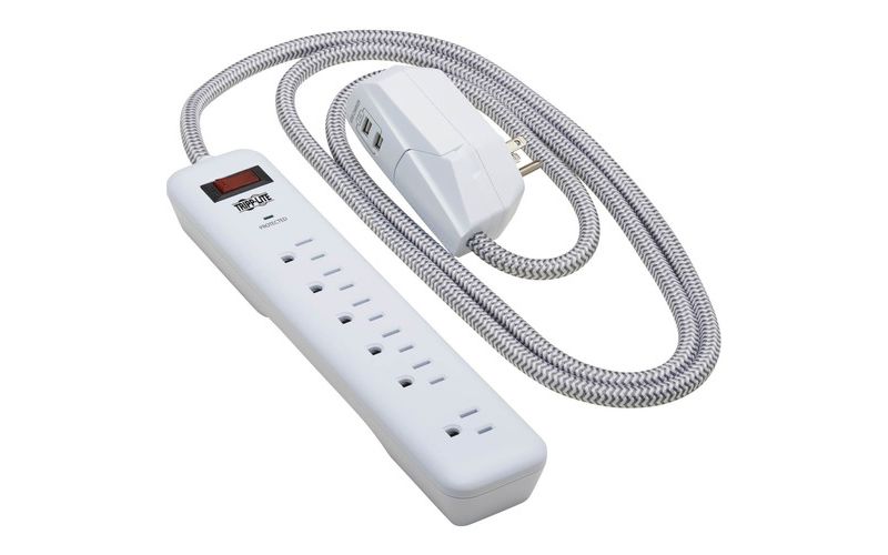 Monoprice 2 Outlet Surge Protector Wall Tap with 2 USB Charging Ports 3.4A, 450 Joules, White