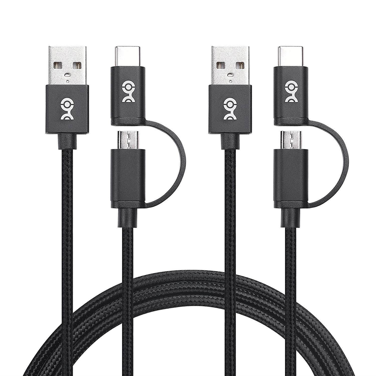 Cable Matters 2-Pack 2-in-1 USB C Cable (USB C Charging Cable) with Tethered USB C to Micro USB Adapter (Micro USB to USB C Adapter) 6.6 Feet for Samsung Galaxy S9/S8/Note 8 and More