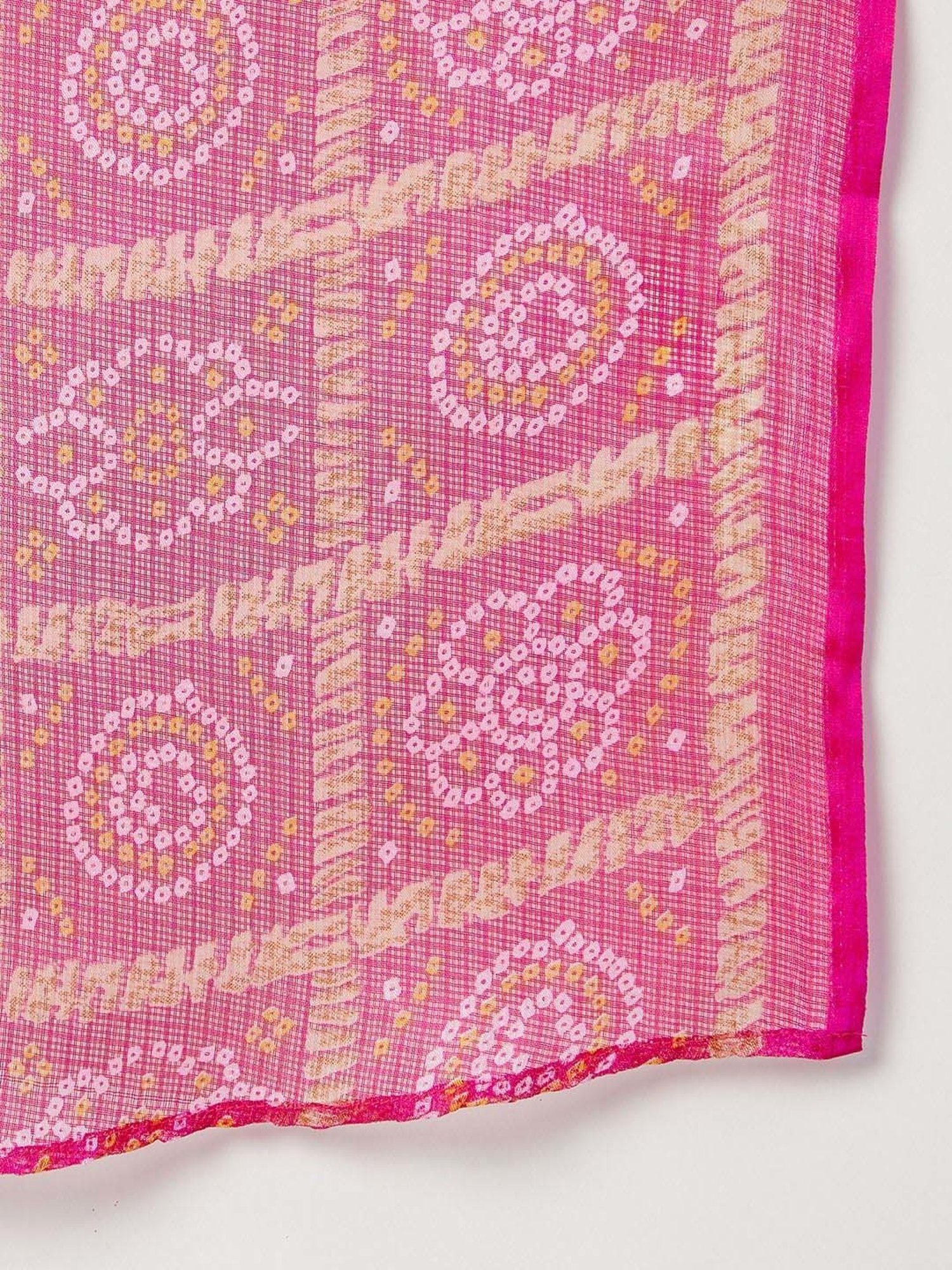 Inweave Pink Cotton Printed Dupatta
