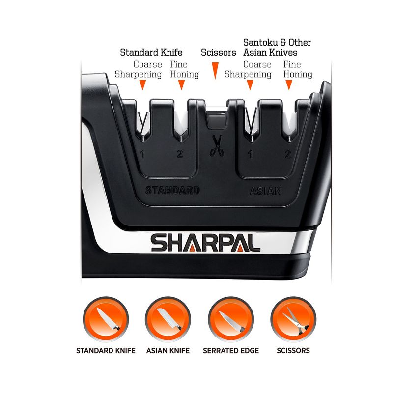 SHARPAL Professional 5-In-1 Knife and Scissors Sharpener Black