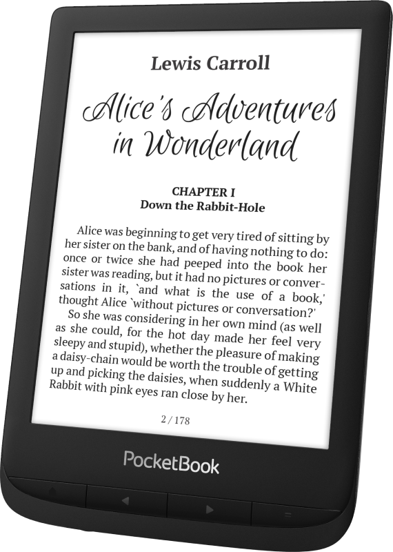 PocketBook Touch Lux 5 (Black). Display: 6" E Ink Carta&trade;; Dual Core (2&times;1 GHz); RAM: 512 MB; Flash memory: 8 GB; Wi-Fi; SMARTlight; Touchscreen; Battery: 1500 mAh (Li-Ion Polymer).