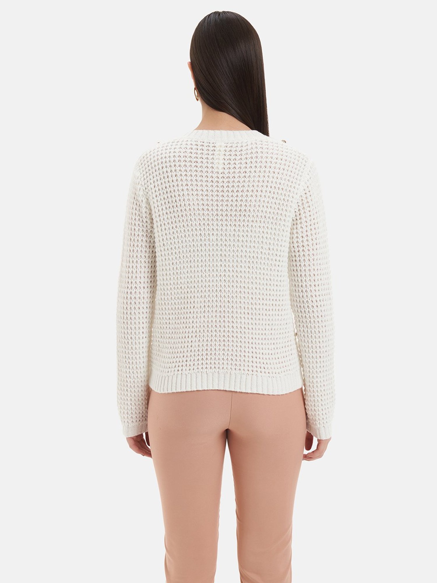 Kazo White Wool Embellished Cardigan