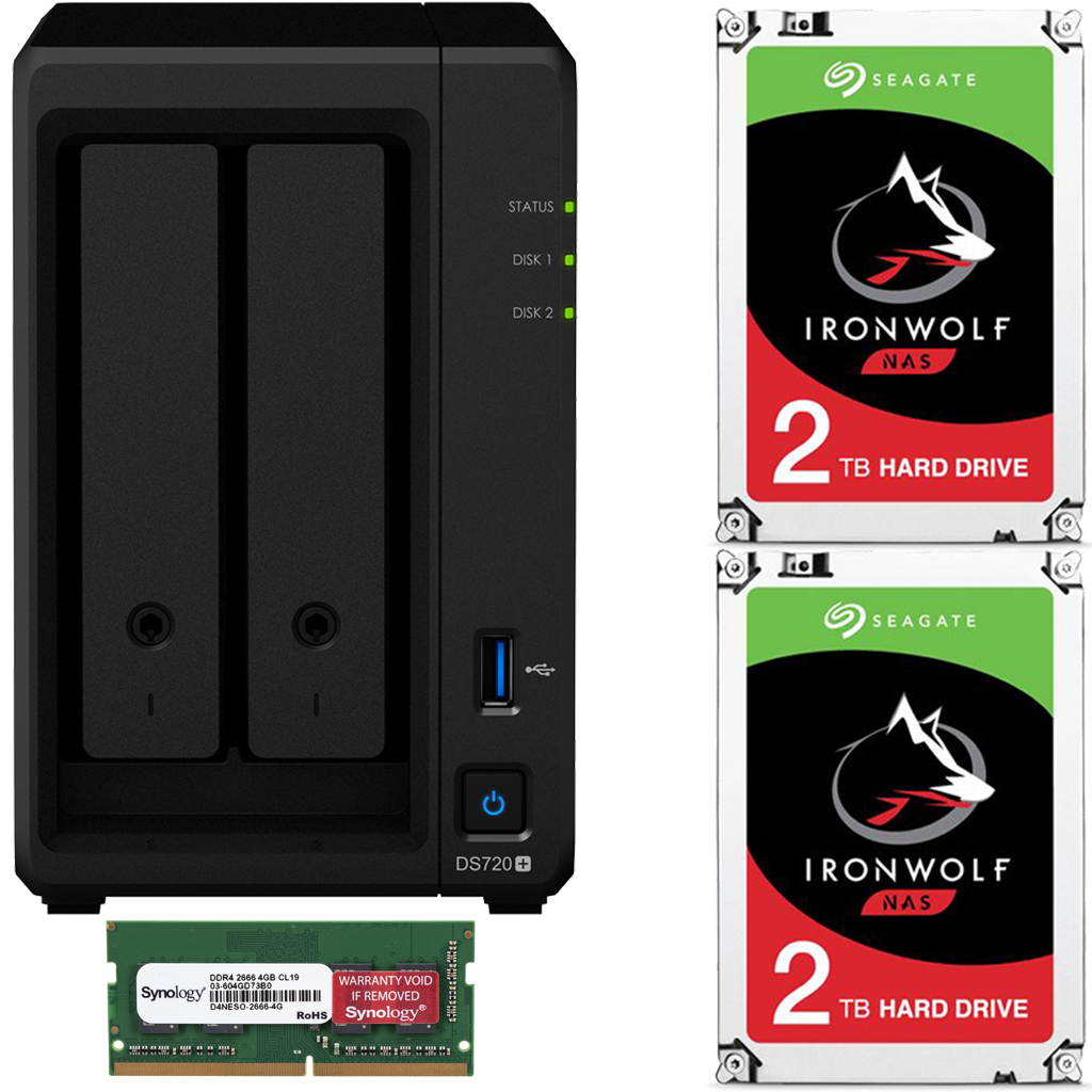 Synology DS720+ DiskStation with 6GB RAM and 16TB (2 x 8TB) of Seagate Ironwolf NAS Drives Fully Assembled and Tested By CustomTechSales