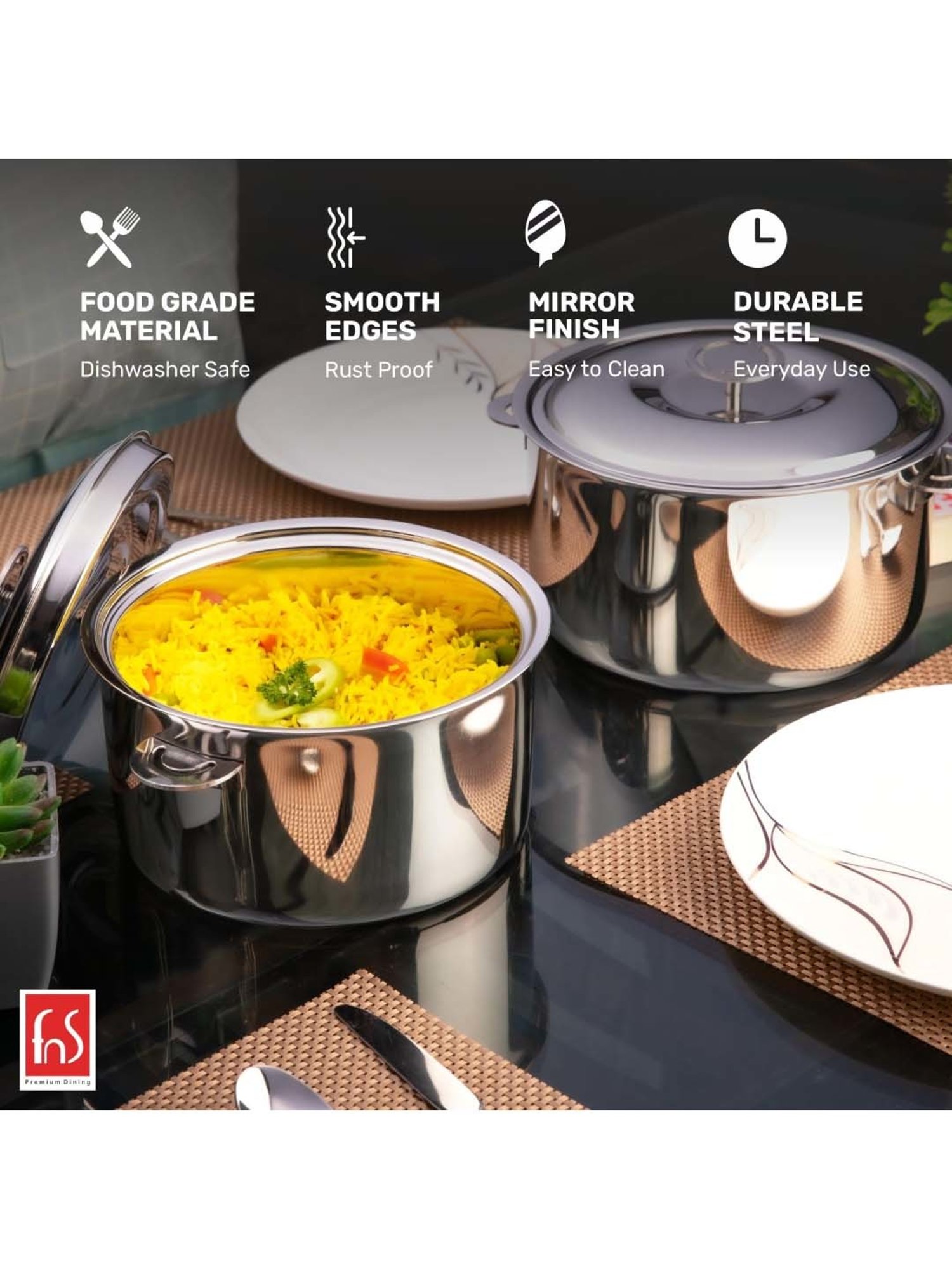 Nirlon Gas Compatible Aluminium Casserole with Bakelite Handle - 2.6 L