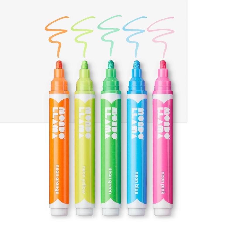 5ct Erasable Chalk Paint Markers Bullet Tip Neon - Mondo Llama™