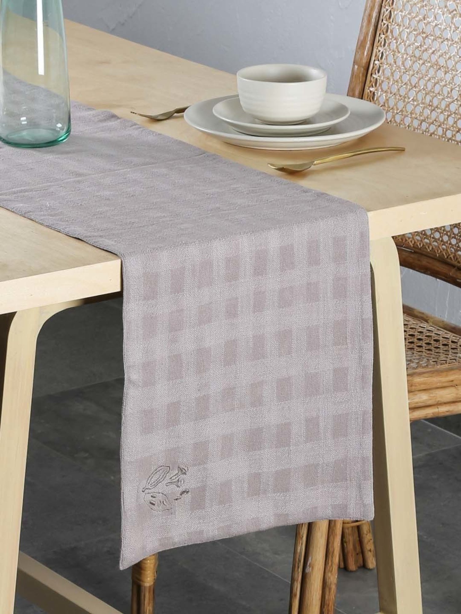 House This Spice Garden Grey 100% Cotton Runner - Set of 1