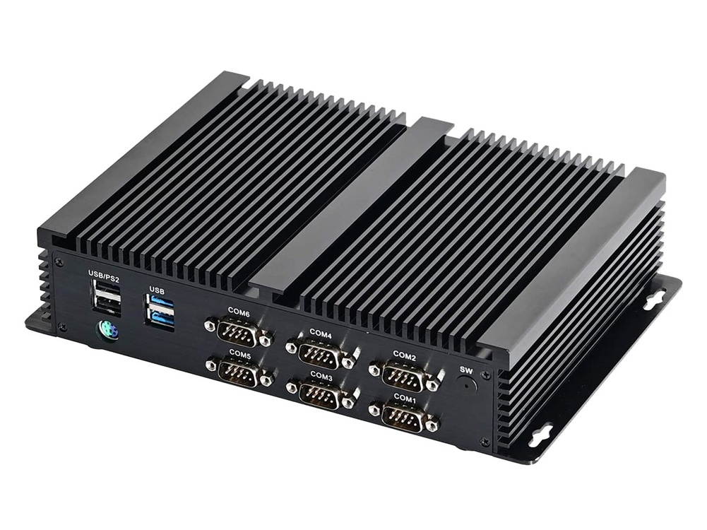 Partaker Fanless Industrial Computer, IPC, Desktop PC, Windows 10 Pro/Linux Ubuntu, Intel Core I3 6157U, GPIO, Watchdog, 2*intel i211, 6*COM RS232 RS422 RS485, 16GB Ram 240GB SSD
