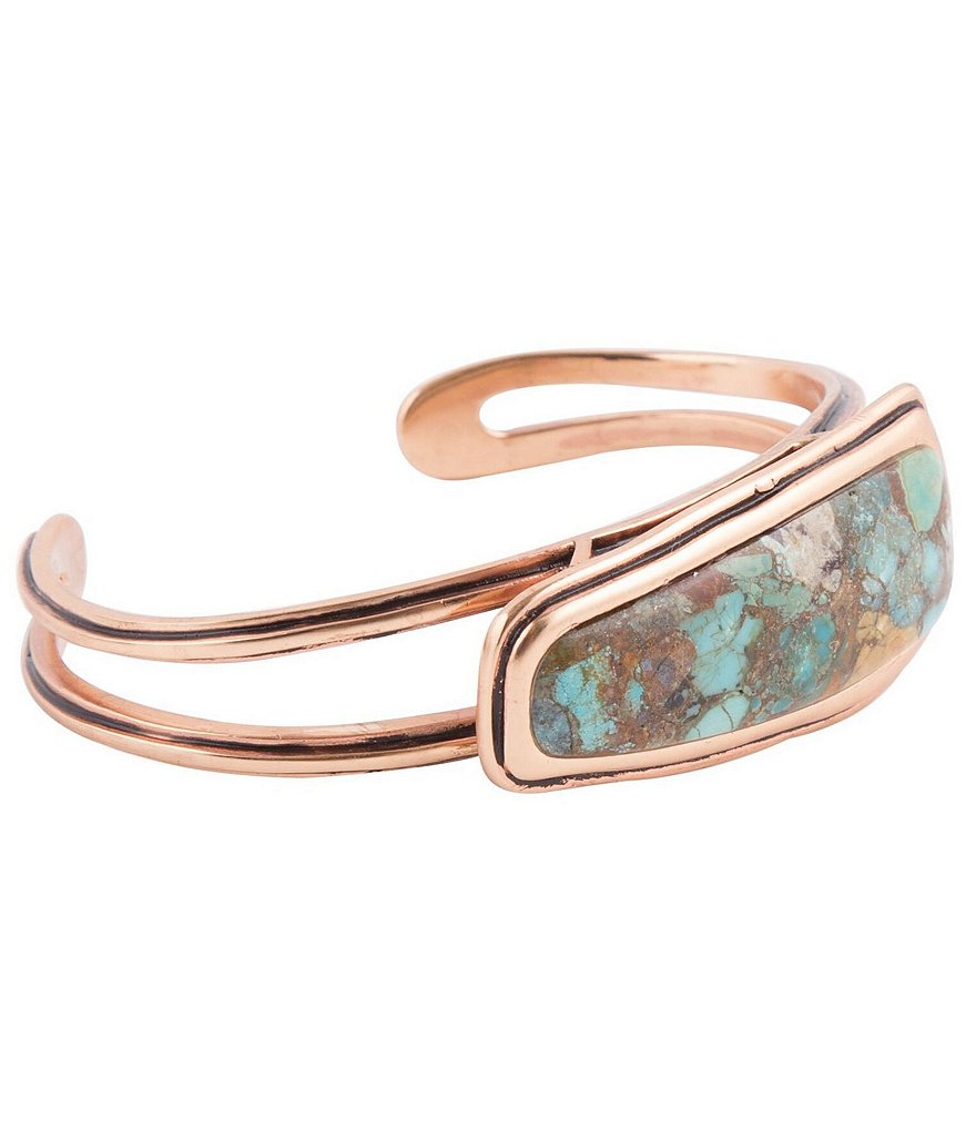 Barse Copper and Boulder Turquoise Statement Cuff Bracelet