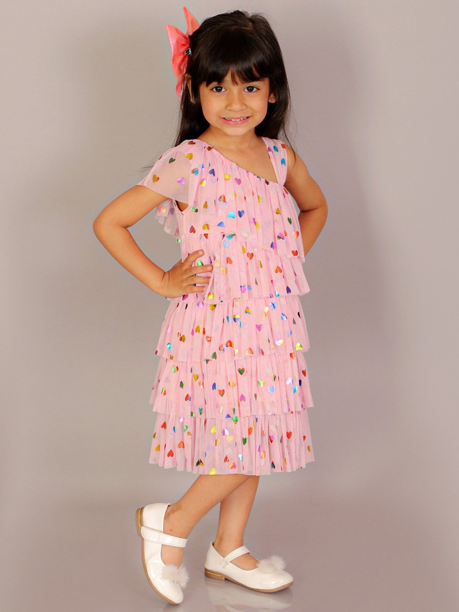 Lil Drama Kids Light Pink Printed Dress