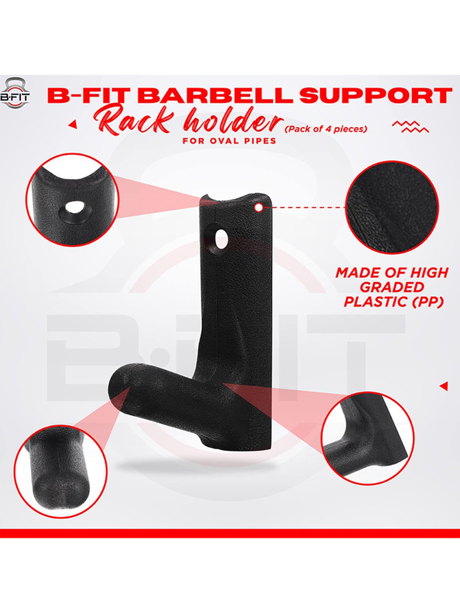 B Fit Rod Holder for Gym Machines Set of 4 (Black)