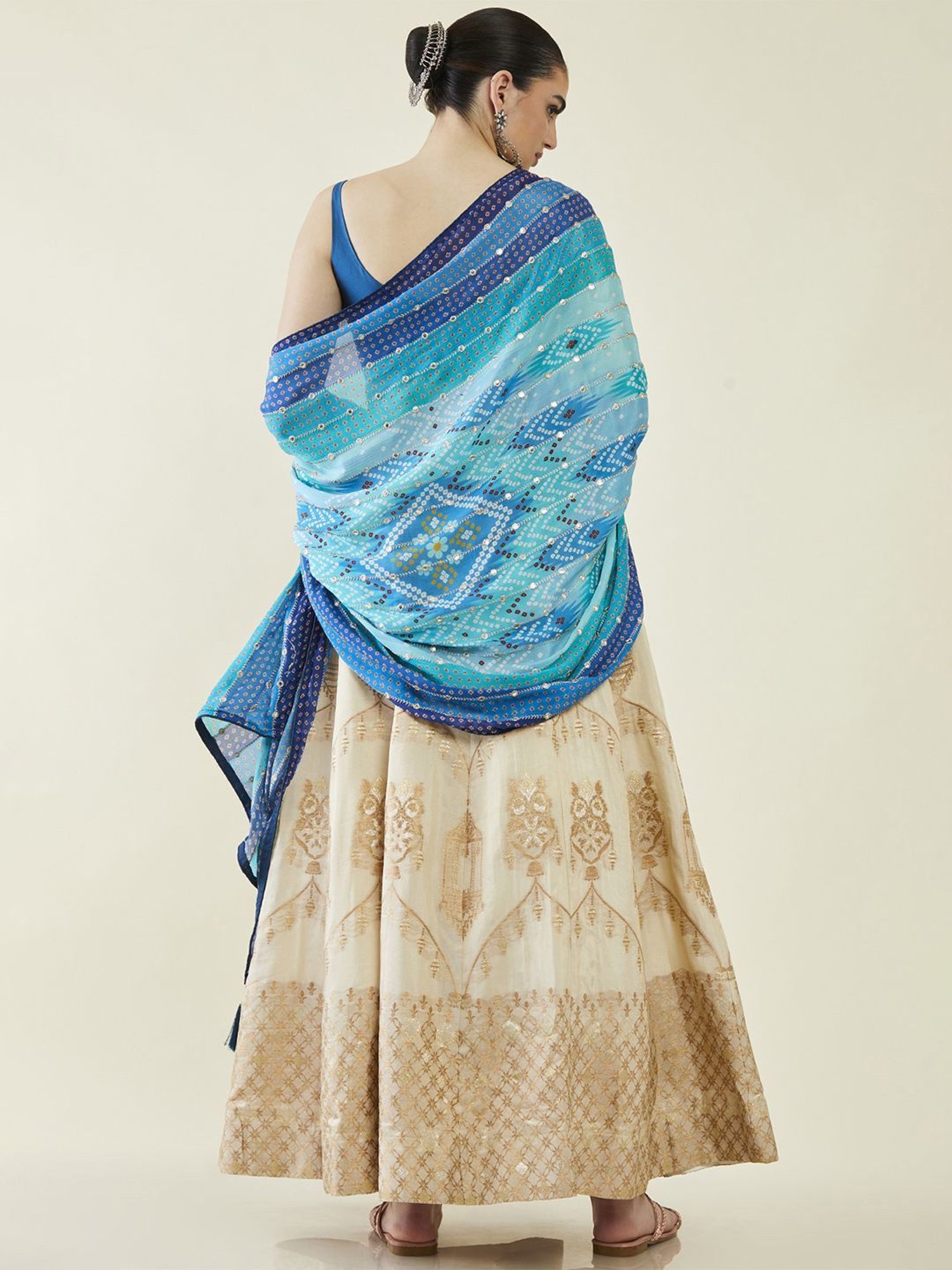 Soch Blue Embellished Dupatta
