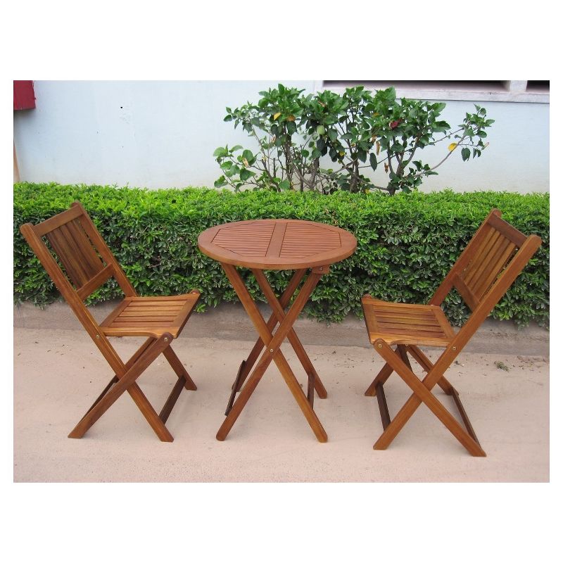 3pc Wood Patio Bistro Set - Brown - Merry Products