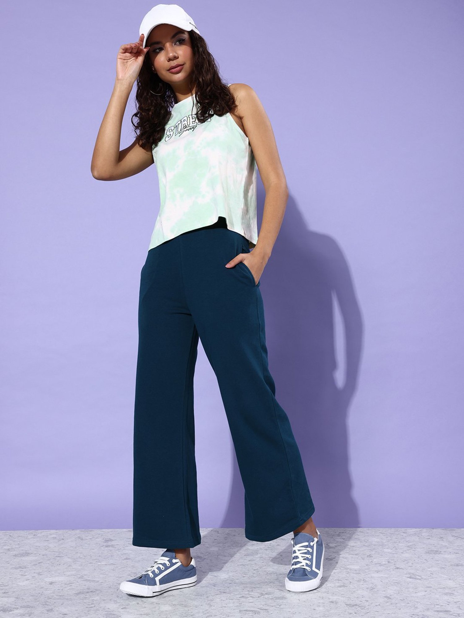 Dillinger Teal Fleece Regular Fit High Rise Trackpants