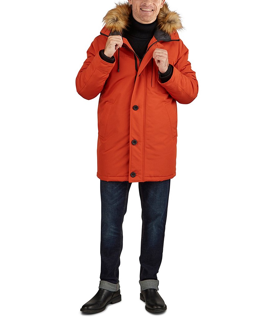 Cole Haan Hooded Down Zip Front Puffer Jacket