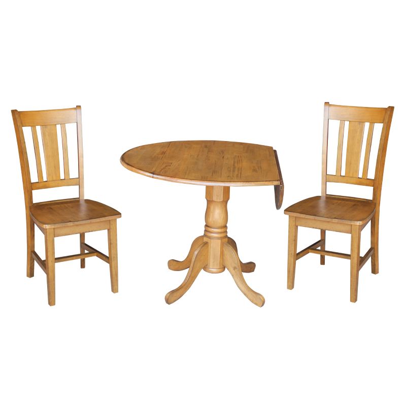 Set of 3 42" Dual  Table with 2 San Remo Chairs Dining Sets Pecan - International Concepts