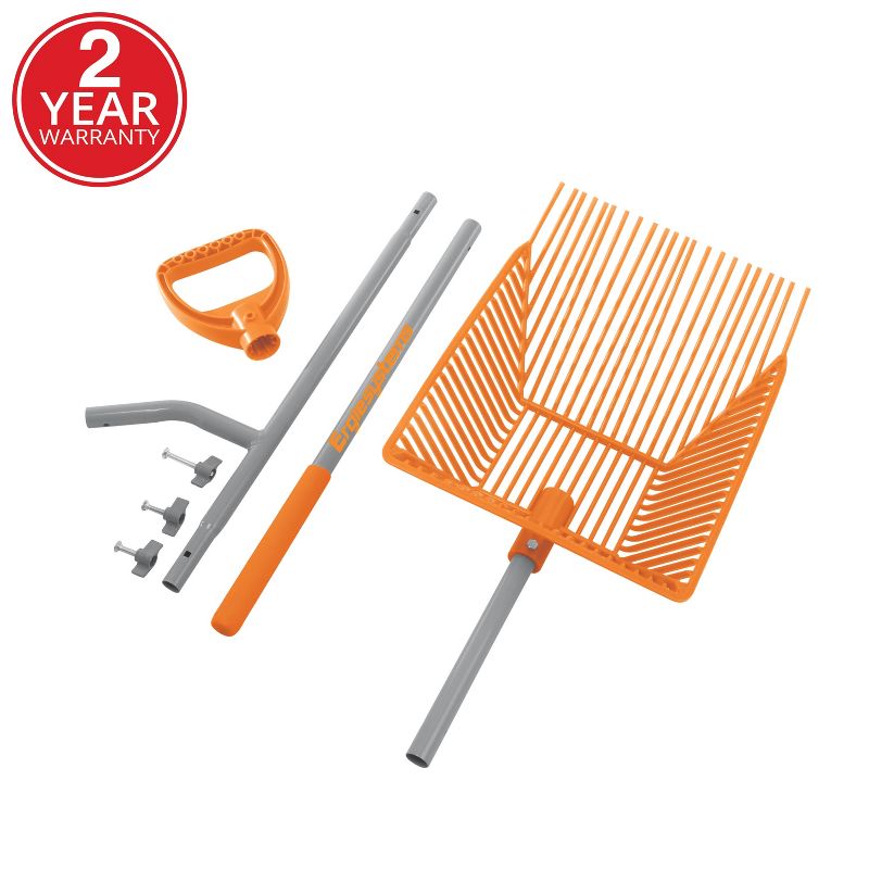 Ergie Systems ERG-MCKS22 Steel Shaft Muck Scoop with Auto Sifting Fork Basket | 22 Plastic Tines | 54-Inch Steel Shaft