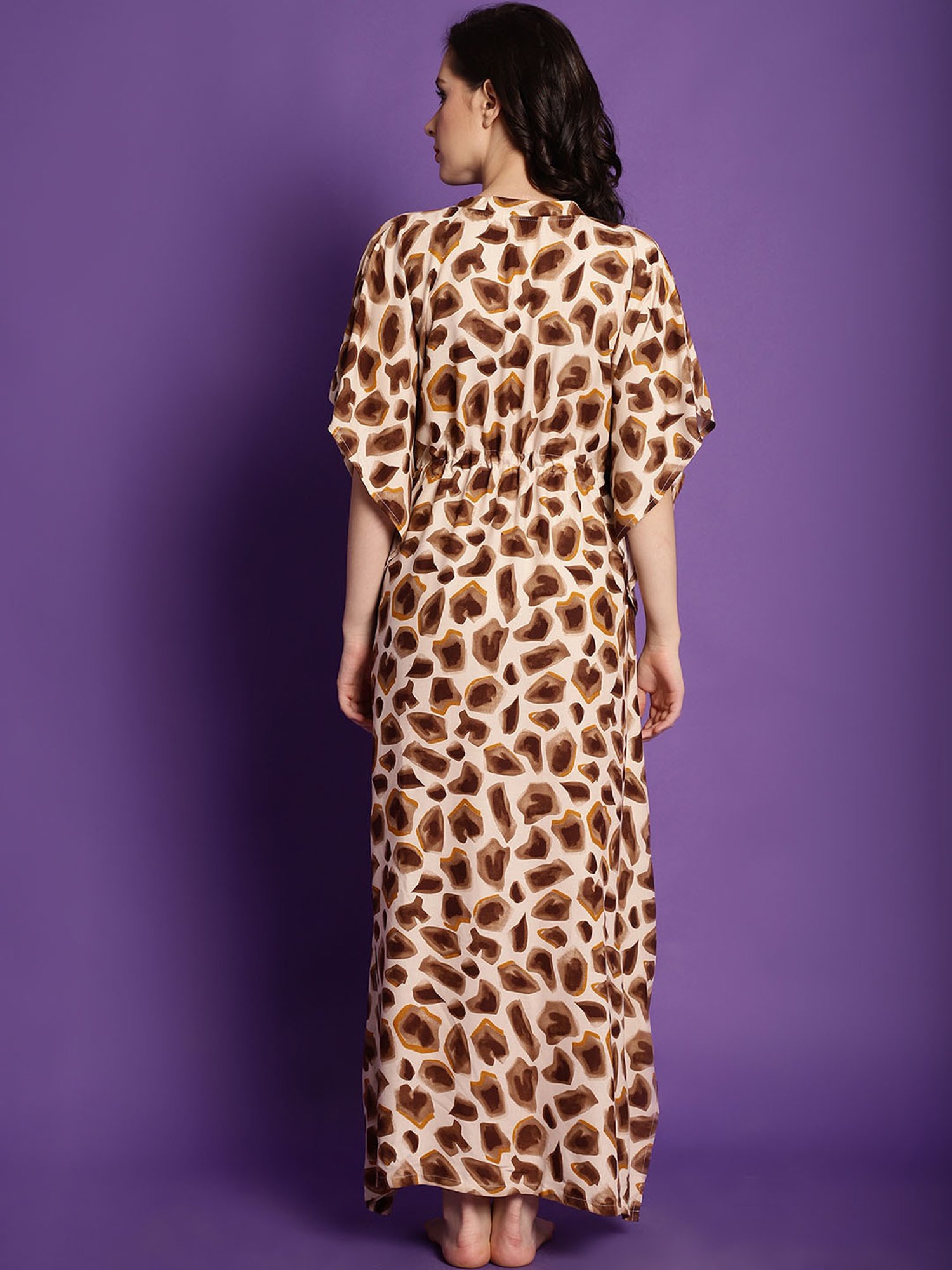 Boston Club Brown Printed Kaftan Night Dress