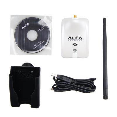 Alfa AWUS036NHR High-Gain 2000mw 802.11 B/G/N Wireless USB Network Adaptor with 5 DdBi Screw-On Swivel Rubber Antenna