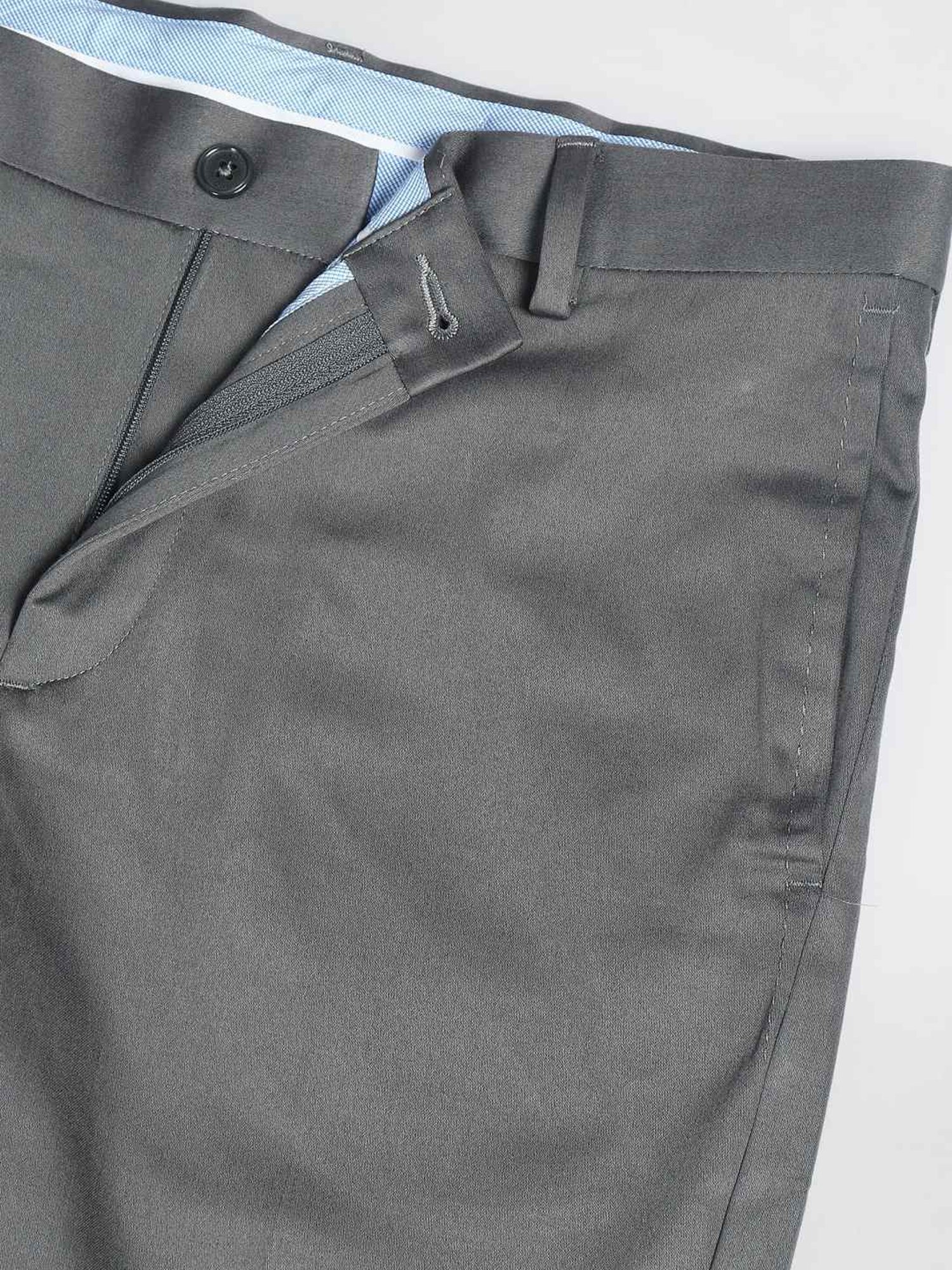 Arrow Green Cotton Slim Fit Trousers