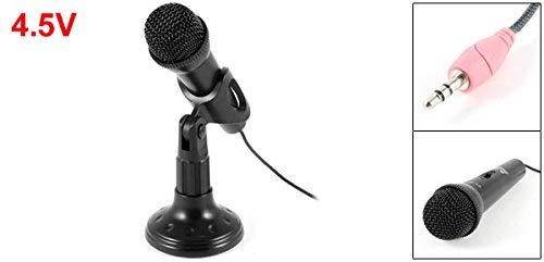 uxcell Mini 3.5mm Stereo Studio Speech Microphone Mic w Stand Mount Black for PC Laptop