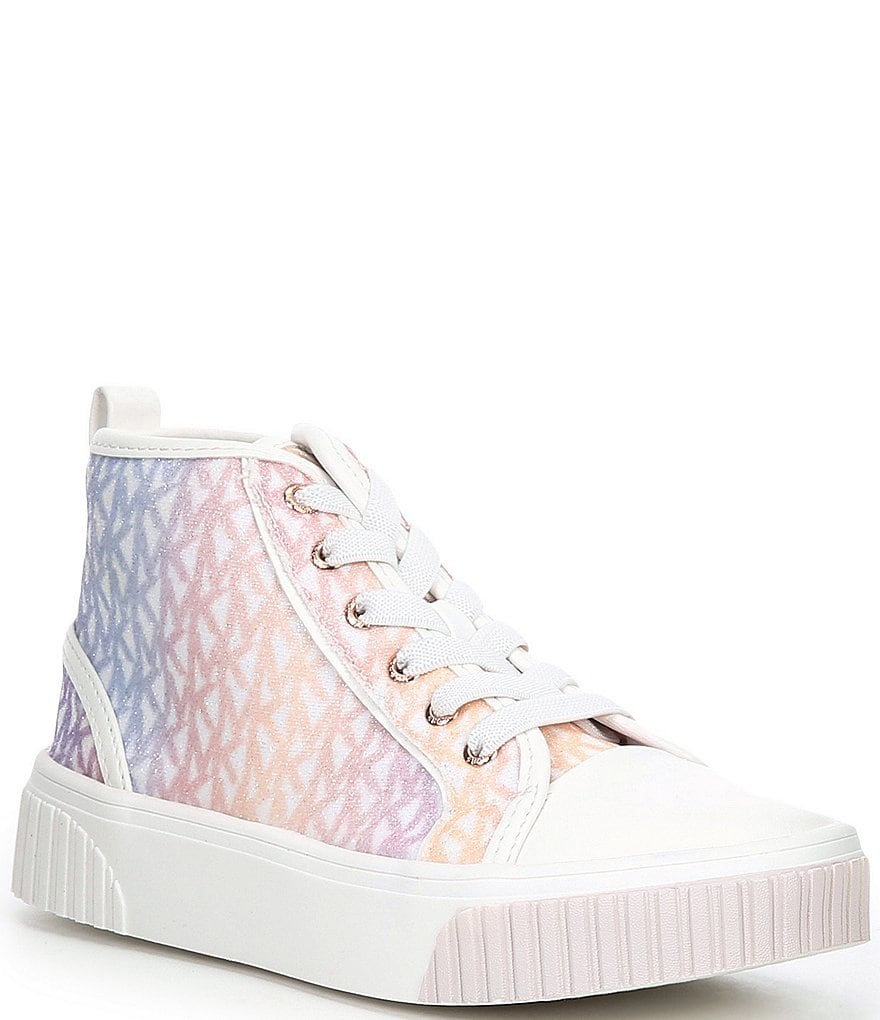 MICHAEL Michael Kors Girls' Skate Split Glitter Logo Print Hi Top Sneakers (Youth)