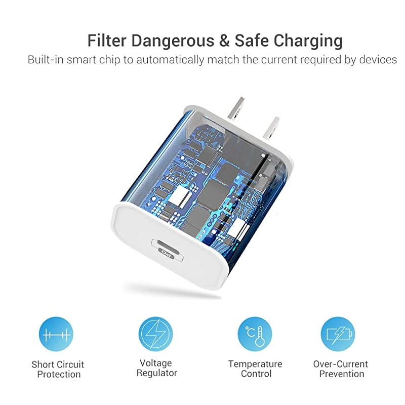 iPhone Fast Charger MFi Certified  18W USB C Wall Charger + 6FT C to Lightning Cable Power Delivery 30 Fast Charging Adapter for iPhone 11 Pro XR XS Max X 8 Plus iPad Pro iPad Air White