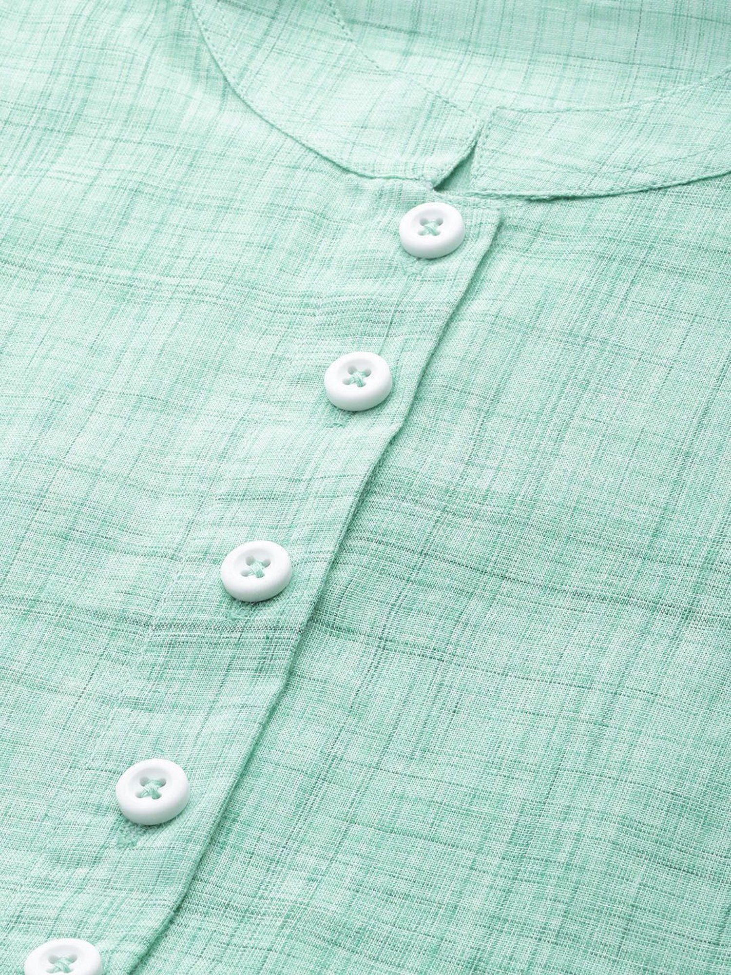 Jompers Green Cotton Woven Pattern Straight Kurta